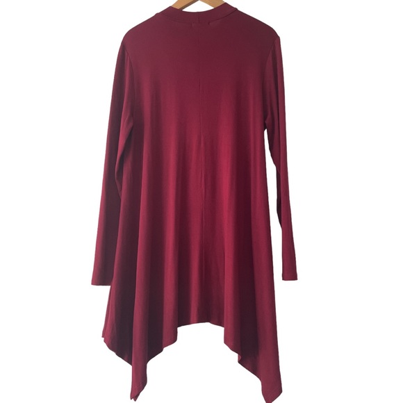 JODIFL Bordeaux Dark red long sleeve tunic with asymmetrical hemline, Sz. L - Picture 5 of 7